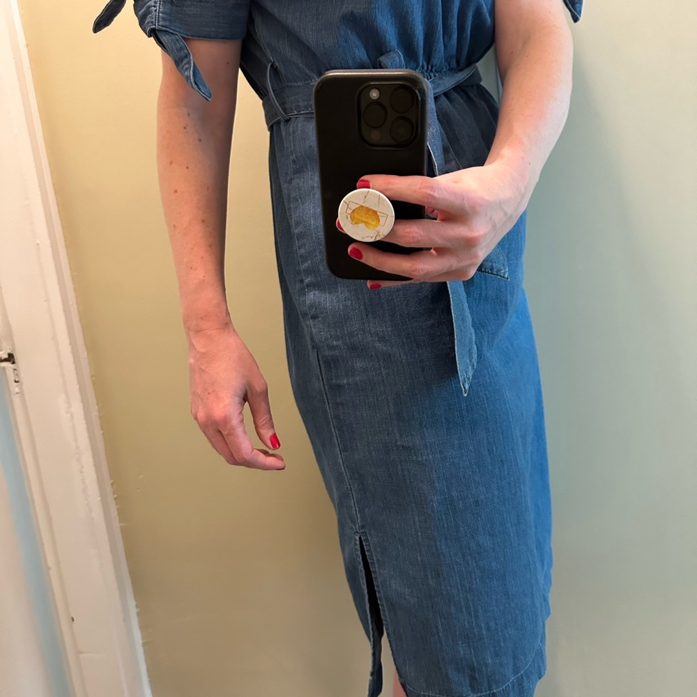 J Crew off the shoulder denim dress, size 2